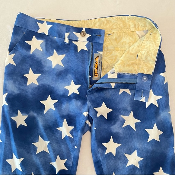 Loudmouth Men’s Blue Golf Pants White Stars Pattern 34x30 - Picture 4 of 14
